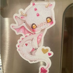 CUTE PINK Dragon Magnet by Sybile Art!